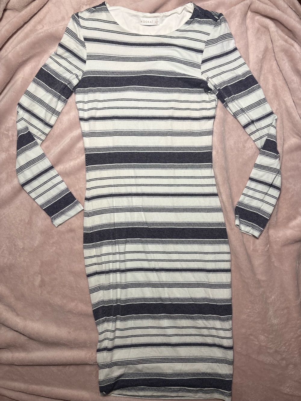 Kookai Navy & White Striped Long Sleeve Top